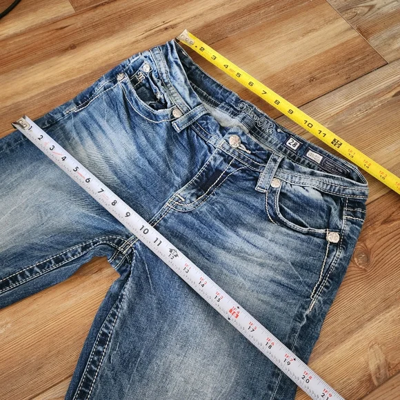 Miss Me Jeans Womens 28 Blue Low-Rise Easy Boot Embellished Denim Cross Y2K - Picture 12 of 14